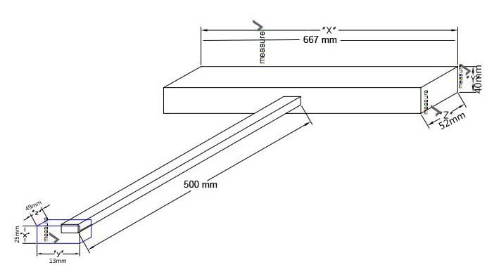 Dimensions of window opener CSD 500