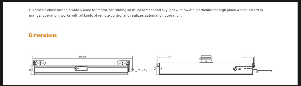Olide Automatic Electric Single Chain Skylight Windows Opener Motor Actuator Olide Autodoor