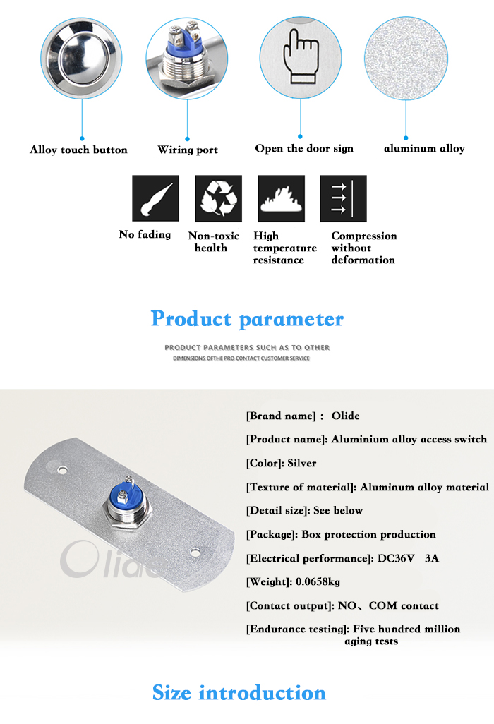 Alloy Material Door Access Control Push Switch 3700