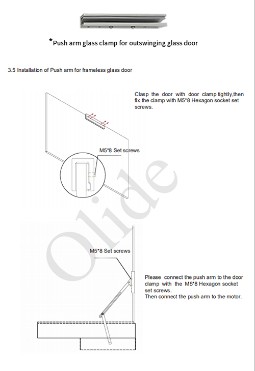 olide 120B push arm Installation